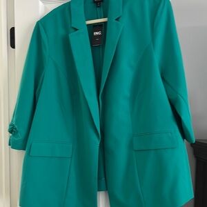 INC International Concepts Green Blazer Structured Wool Blend